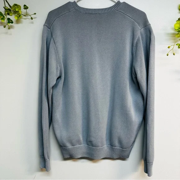 John Galt one size V-neck long sleeve sweater blueish gray neutral color - Picture 4 of 4